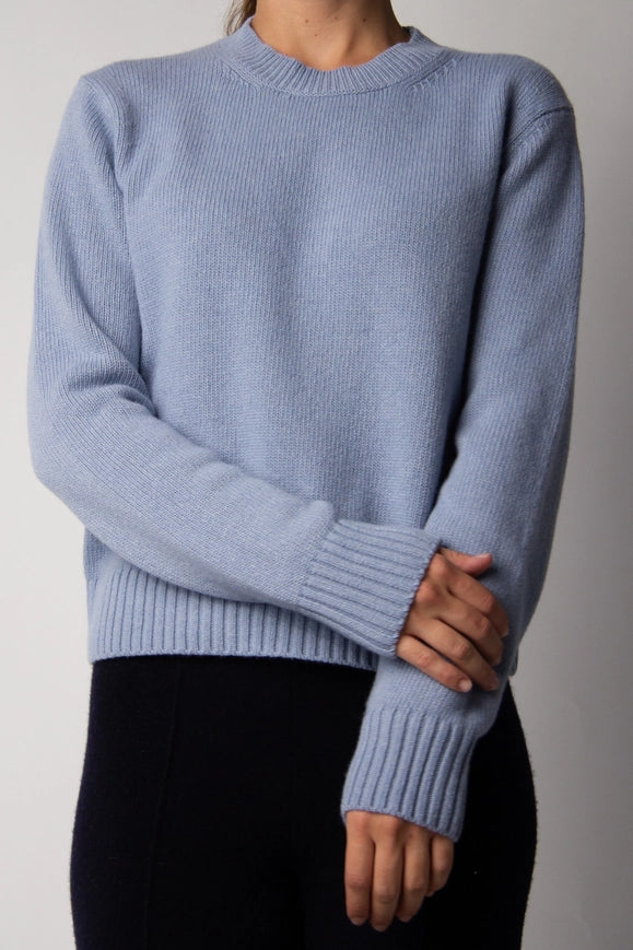 Cashmere Mix Crewneck Sweater Dusty Blue