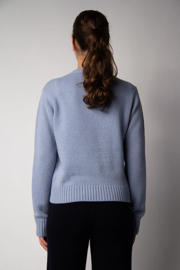 Cashmere Mix Crewneck Sweater Dusty Blue