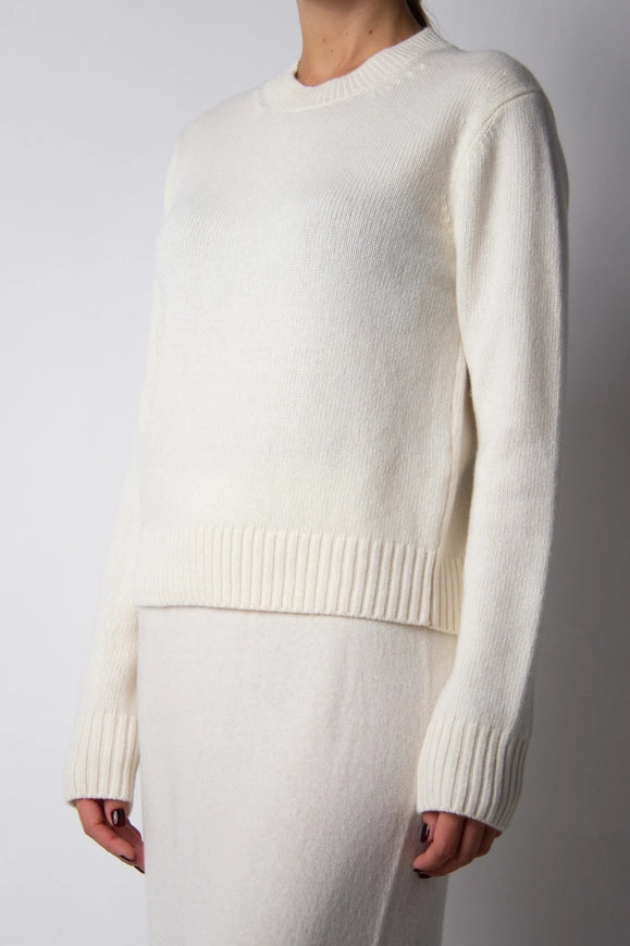 Cashmere Mix Crewneck Sweater Natural White