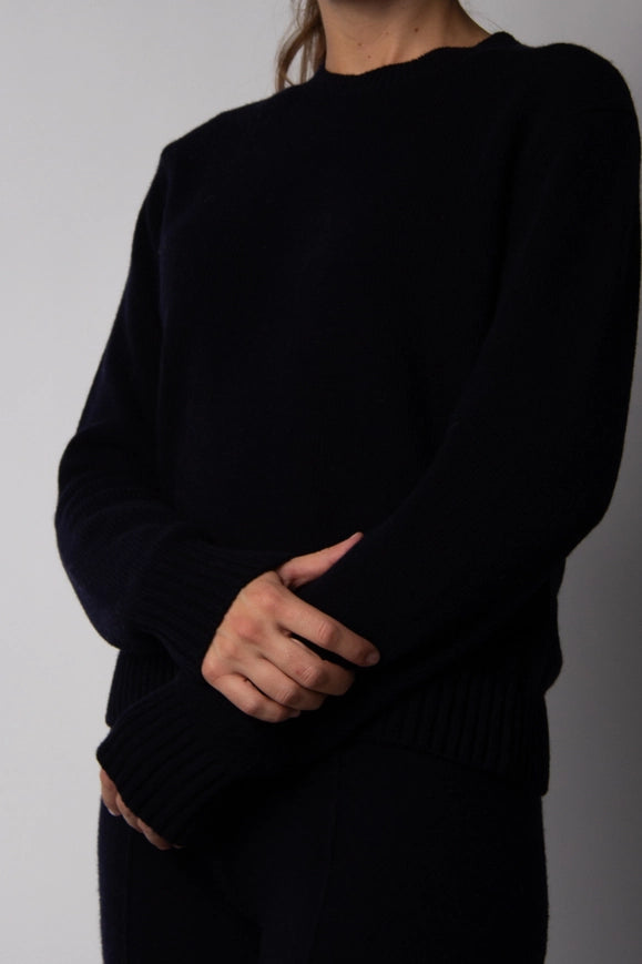 Cashmere Mix Crewneck Sweater Navy