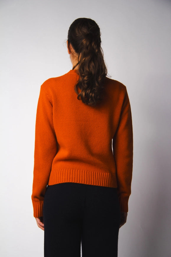 Cashmere Mix Crewneck Sweater Orange