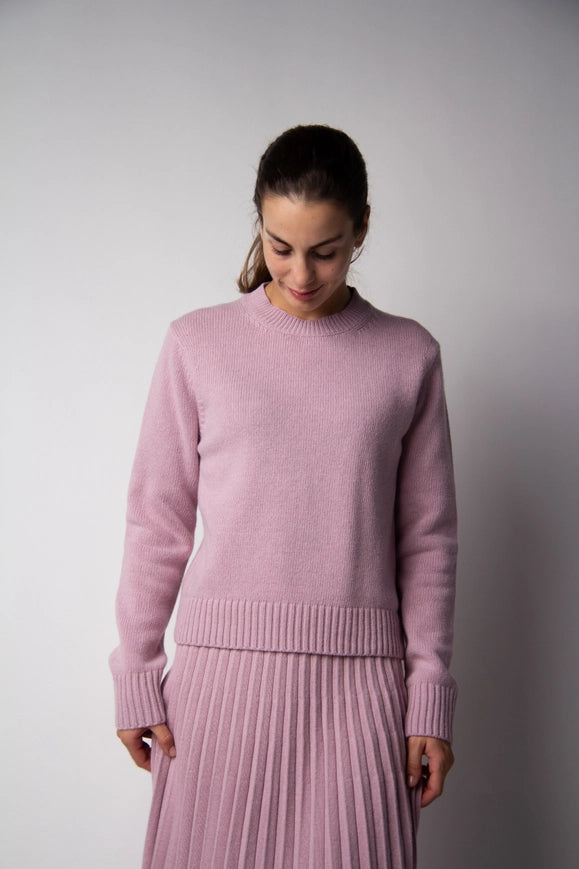 Cashmere Mix Crewneck Sweater Pink