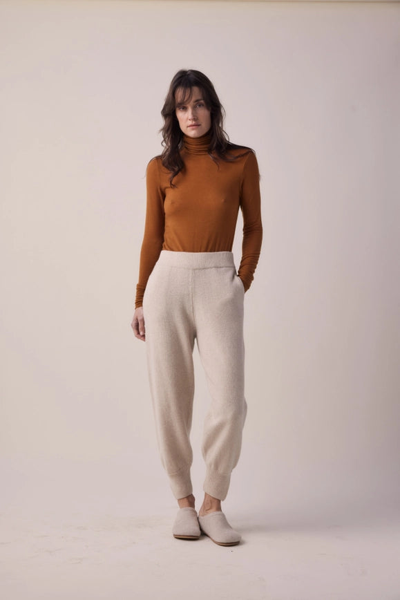 Cashmere Wool Sweater Jogger Pants-Pants-amente-XS/S-Oatmeal-Urbanheer