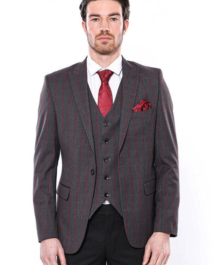 Checked Slim-Fit Dark Grey Men Blazer