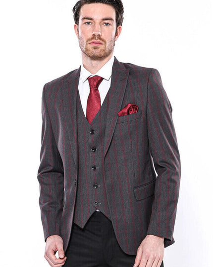 Checked Slim-Fit Dark Grey Men Blazer