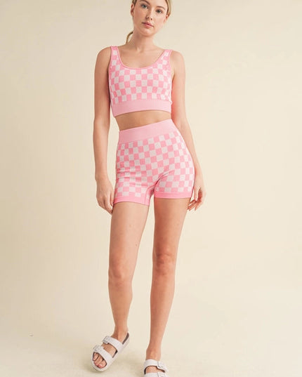 Checkmate Cropped Two Piece Pink