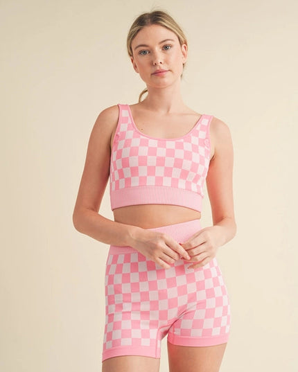 Checkmate Cropped Two Piece Pink