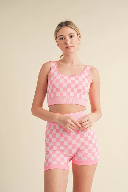 Checkmate Cropped Two Piece Pink