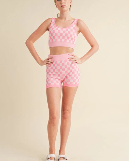 Checkmate Cropped Two Piece Pink