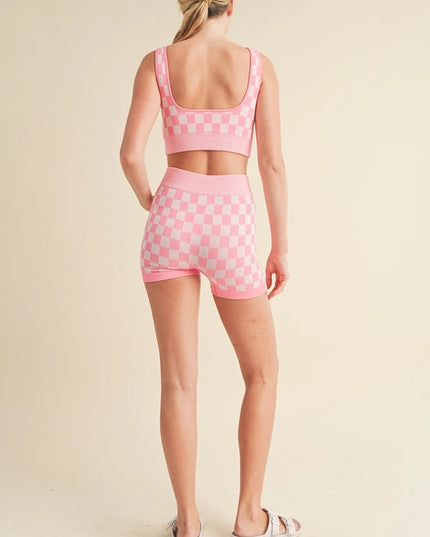 Checkmate Cropped Two Piece Pink