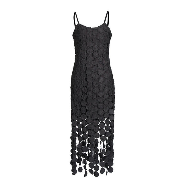 Chic Embroidered Cut-Out Midi Dress For Women