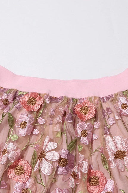 Chic Embroidered Floral A-Line Skirt