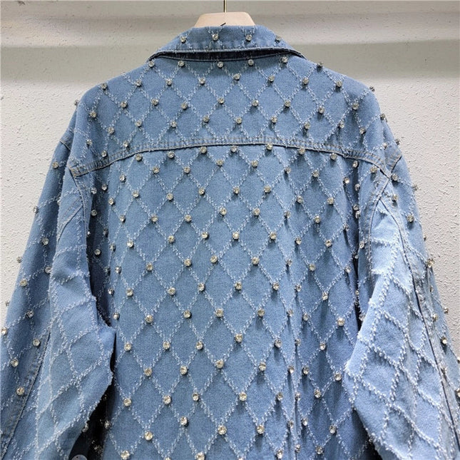 Chic Sequin Diamond Denim Jacket