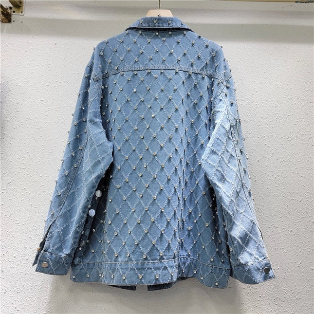 Chic Sequin Diamond Denim Jacket