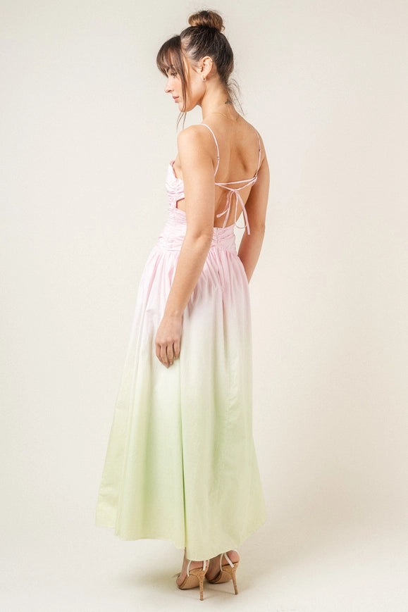 Chic Strappy Back Wrinkled Ombre Maxi Sundress-Dress-Fore Collection-Urbanheer