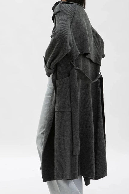 Chic Wool Blend Belted Long Coat - Women’S Fashion