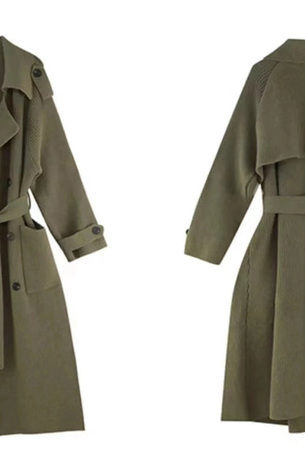 Chic Wool Blend Belted Long Coat - Women’S Fashion