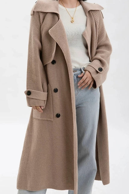 Chic Wool Blend Belted Long Coat - Women’S Fashion