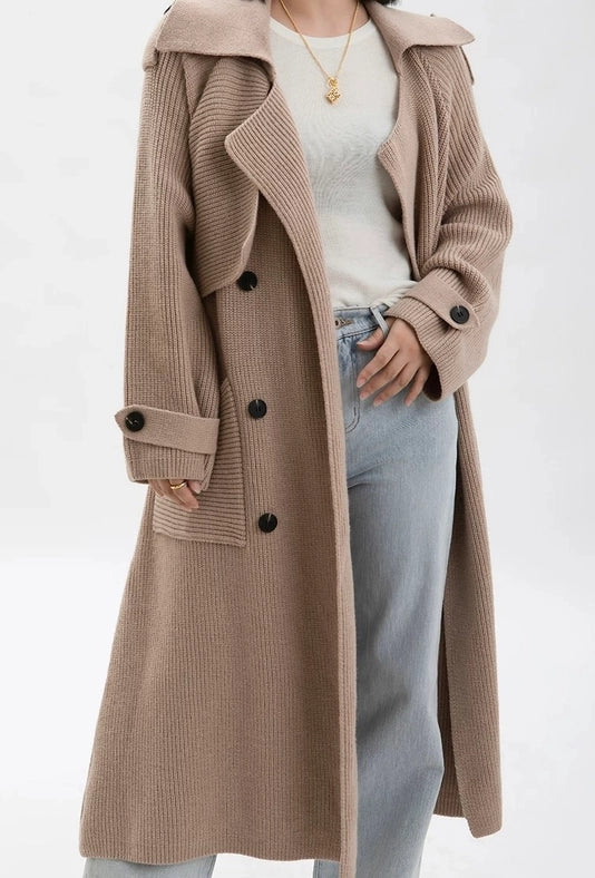 Chic Wool Blend Belted Long Coat - Women’S Fashion