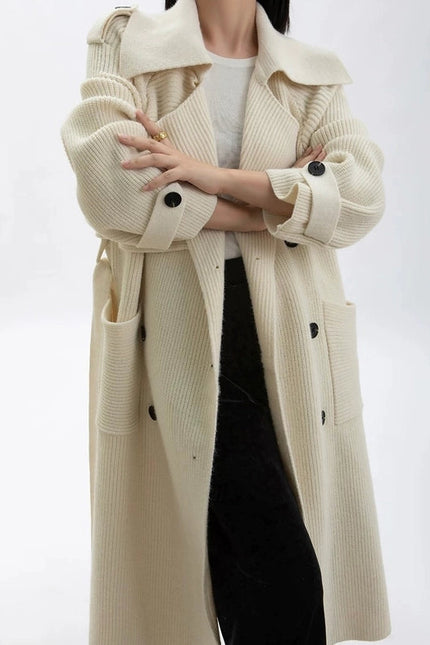 Chic Wool Blend Belted Long Coat - Women’S Fashion