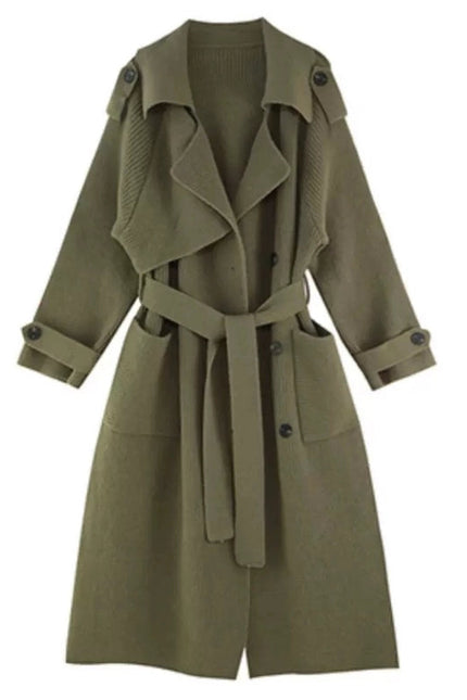 Chic Wool Blend Belted Long Coat - Women’S Fashion