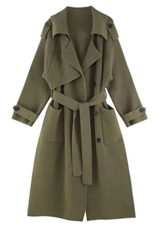 Chic Wool Blend Belted Long Coat - Women’S Fashion