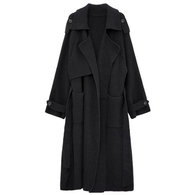 Chic Wool Blend Belted Long Coat - Women’S Fashion