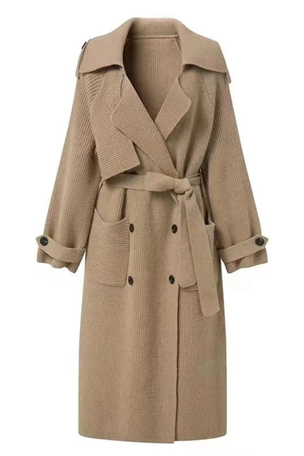 Chic Wool Blend Belted Long Coat - Women’S Fashion