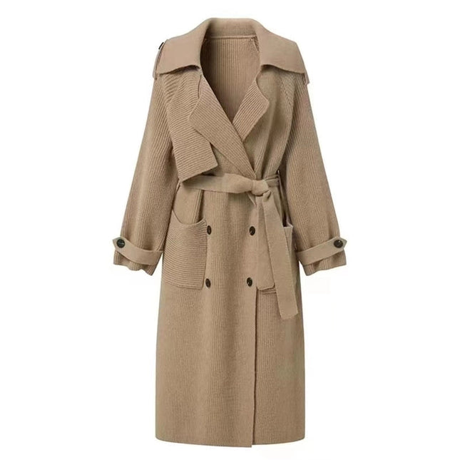 Chic Wool Blend Belted Long Coat - Women’S Fashion