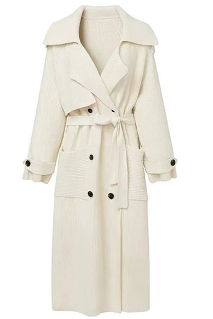 Chic Wool Blend Belted Long Coat - Women’S Fashion