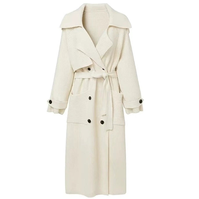 Chic Wool Blend Belted Long Coat - Women’S Fashion