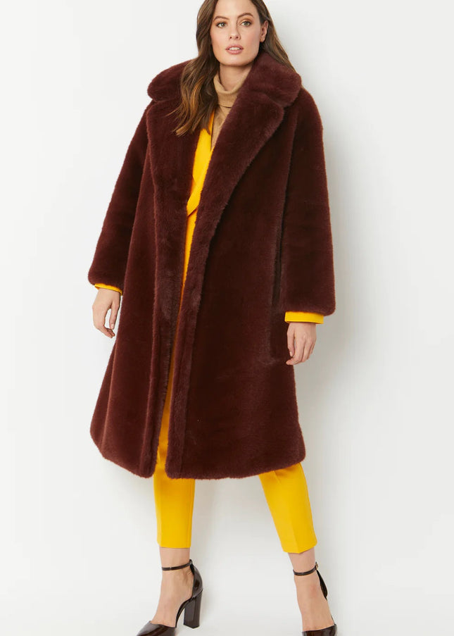 Chocolate Faux Fur Coat-1