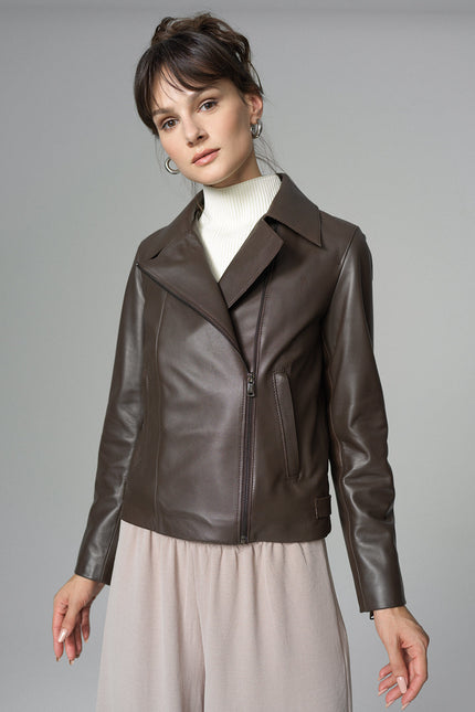 Chocolate Genuine Leather Jacket-0