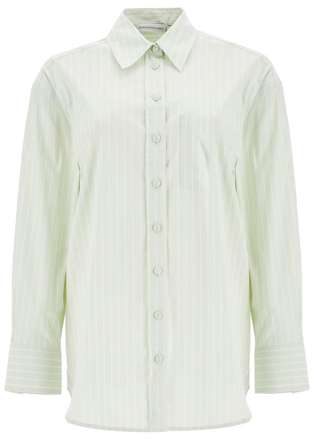 Christopher Esber mint green cotton shirt with white stripes