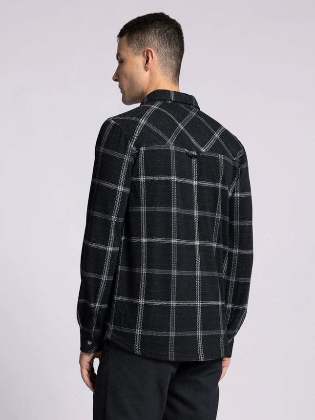 Clark Shirt - Long Sleeve Button Up BLACK CREAM PLAID