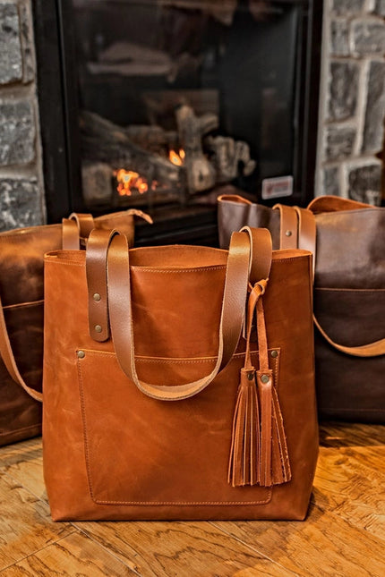 Classic Leather Tote Coffee Brown