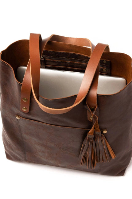 Classic Leather Tote Coffee Brown