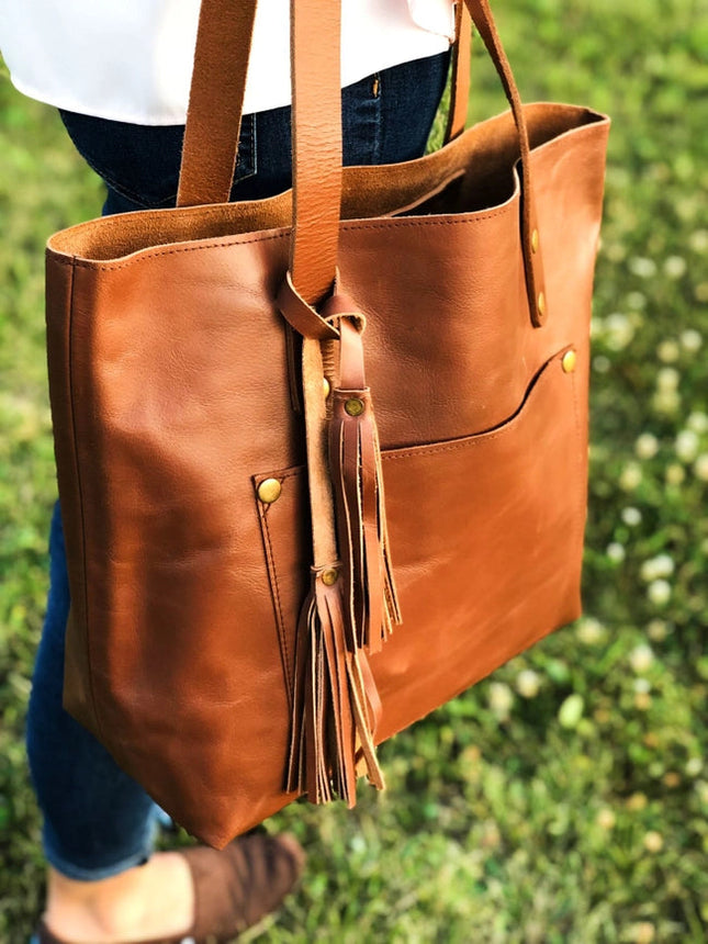 Classic Leather Tote Hazelnut Brown