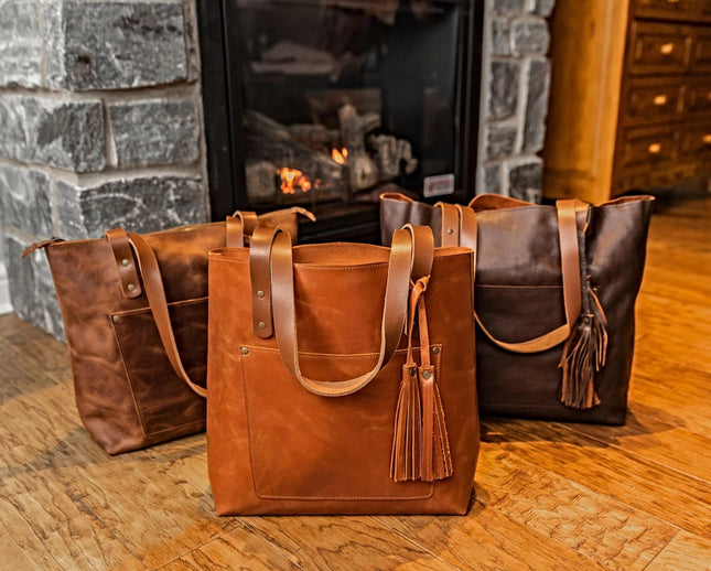 Classic Leather Tote Hazelnut Brown