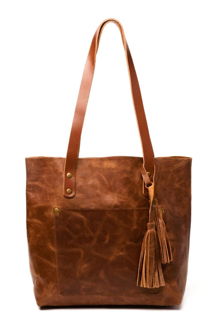 Classic Leather Tote  Saddle Brown