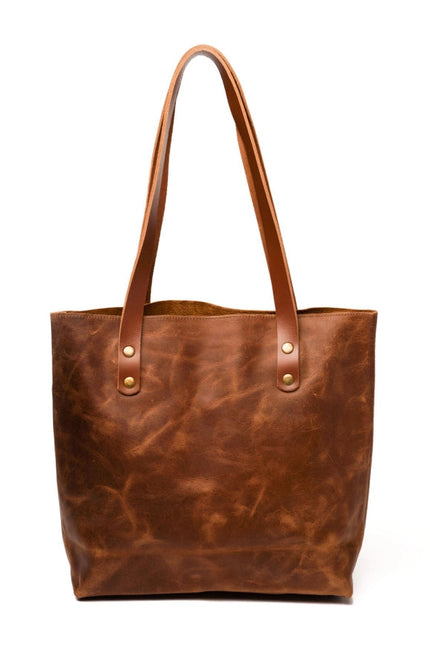 Classic Leather Tote  Saddle Brown