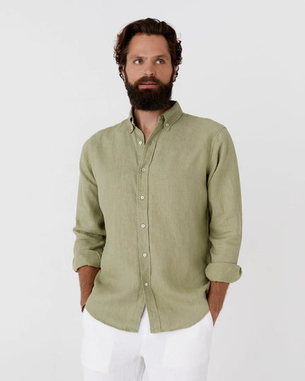 Classic Men's Linen Shirt Sintra in Sage