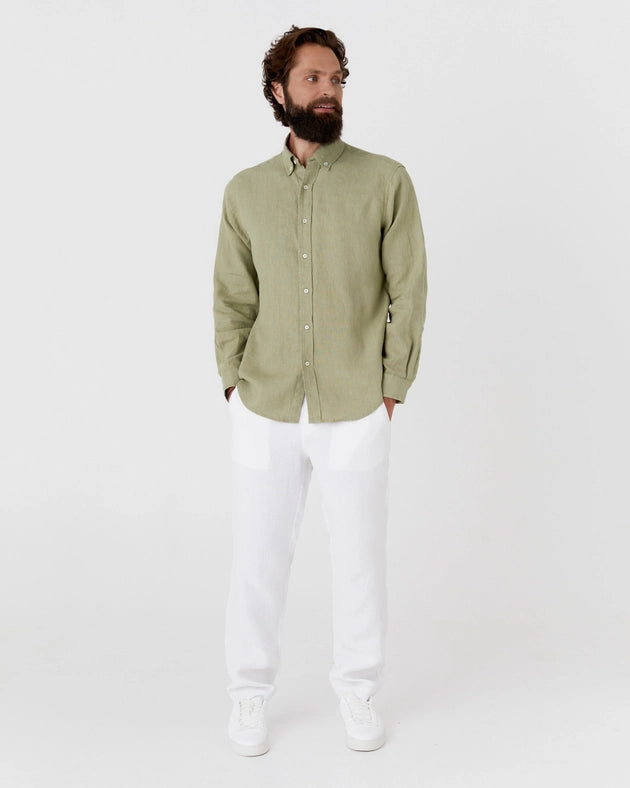 Classic Men's Linen Shirt Sintra in Sage