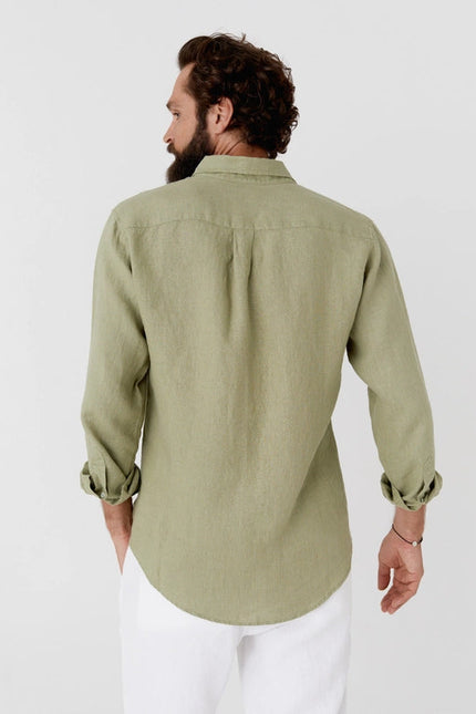 Classic Men's Linen Shirt Sintra in Sage