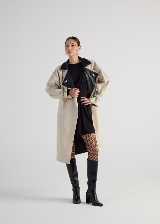 Cloak Beige Maxi Trench Coat-2