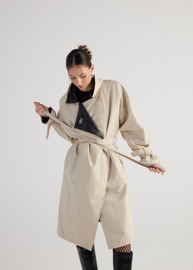 Cloak Beige Maxi Trench Coat-3