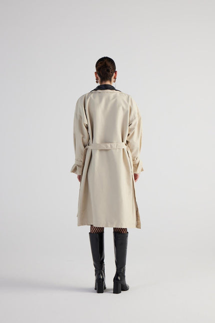 Cloak Beige Maxi Trench Coat-4