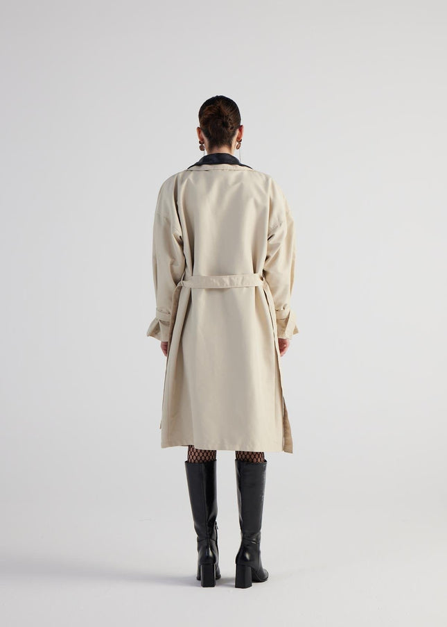 Cloak Beige Maxi Trench Coat-4