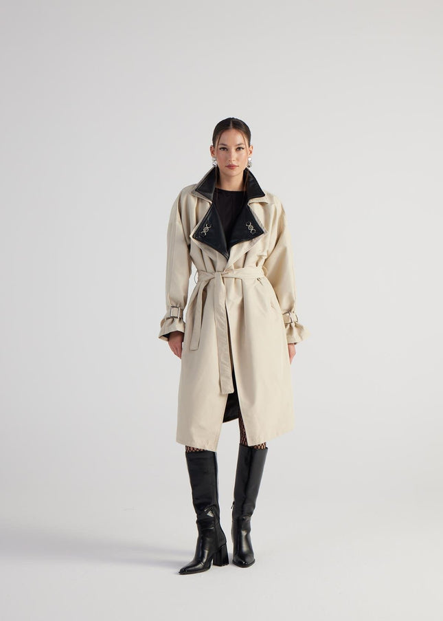 Cloak Beige Maxi Trench Coat-0