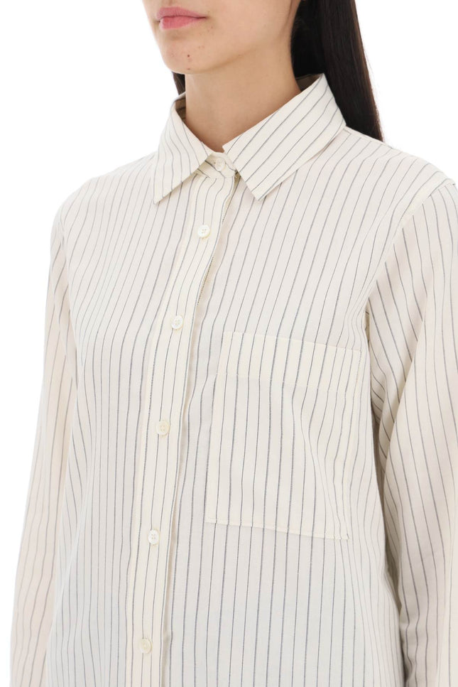 Closed striped cotton-wool shirt - Neutral